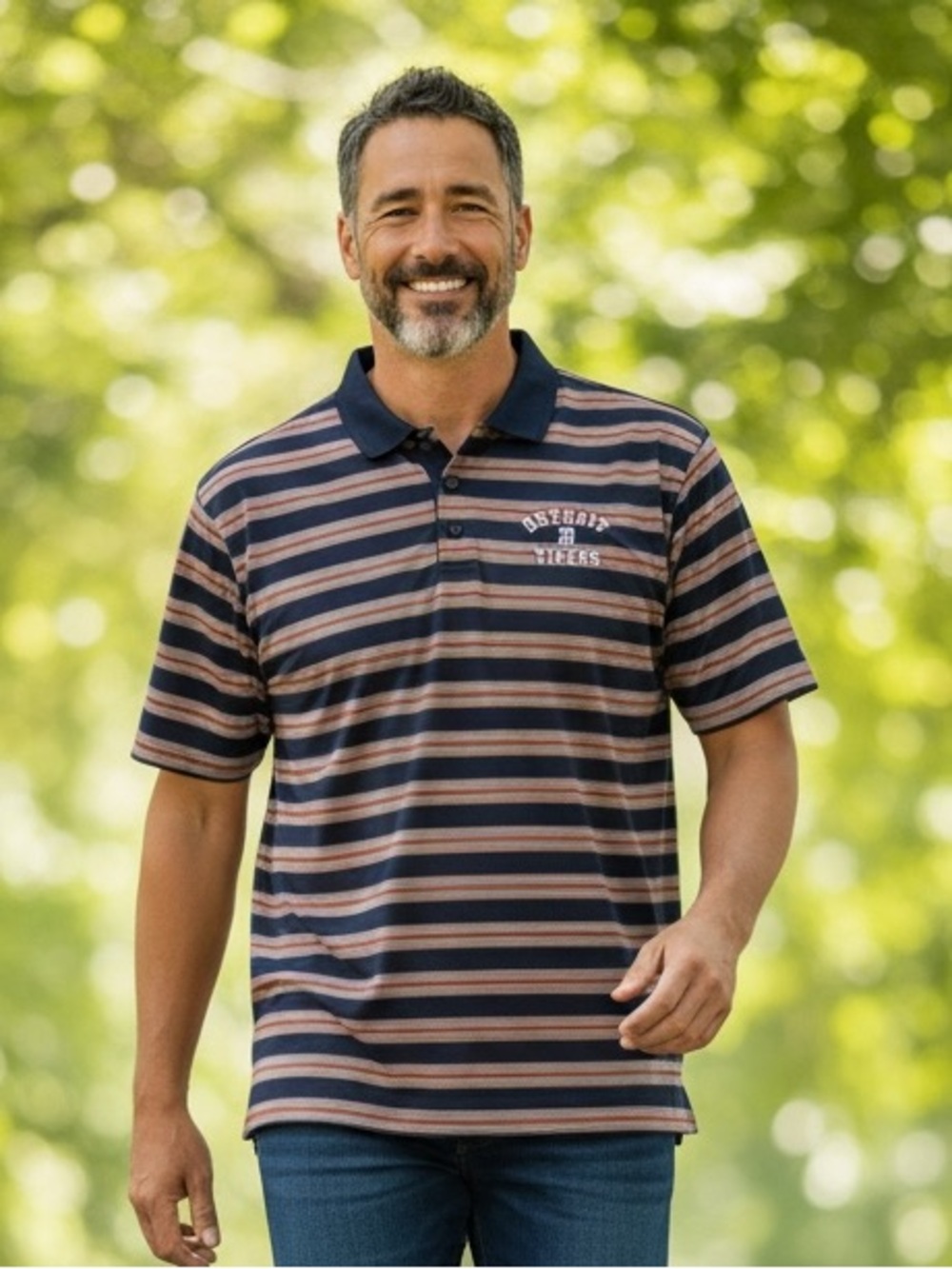 DETROIT TIGERS Men’s 2XL Striped Polo Shirt MLB